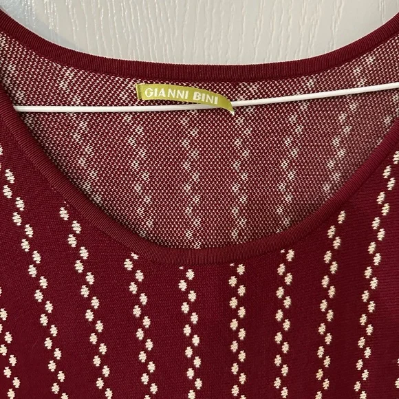 Gianni Bini Burgundy Red Kortni Sweater Fit and Flare Dress Sz S - Picture 3 of 7